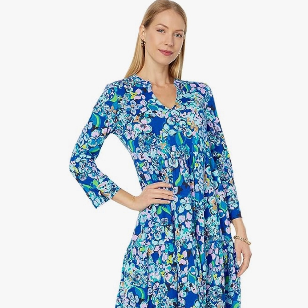 NWT- Lilly Pulitzer Alana 3/4 sleeve dress - Blue Grotto